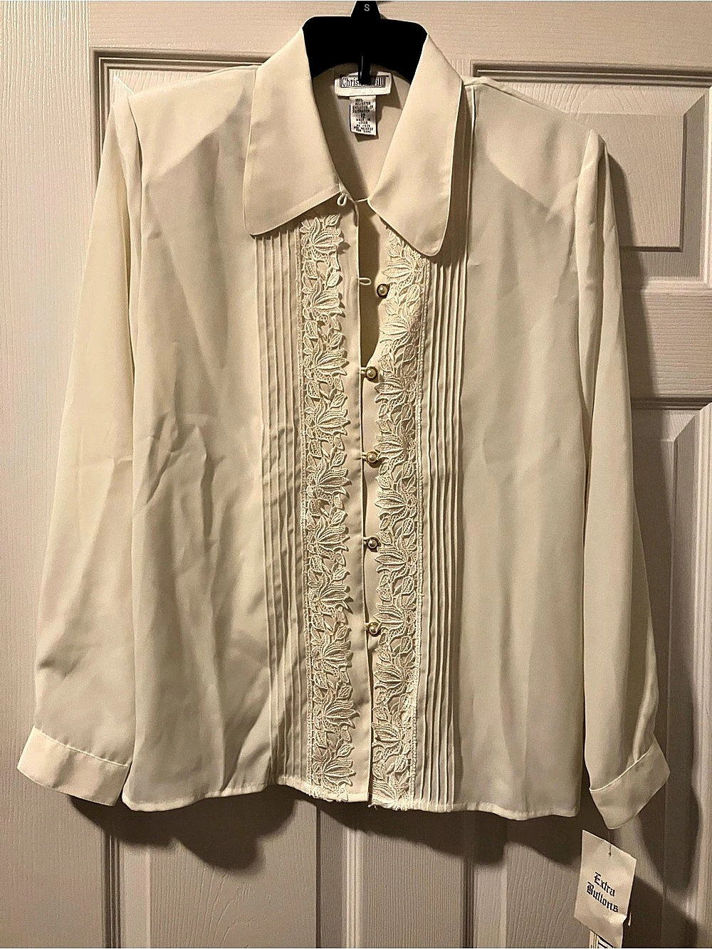 Christie & Jill Embroidered Blouse in White Size 12 NWT